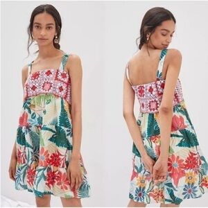 FARM RIO Mini Dress Crochet Floral